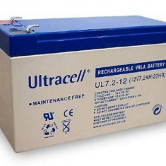 Acumulator plumb acid 12V 7.2AH cu borne late Ultracell UL7.2-12