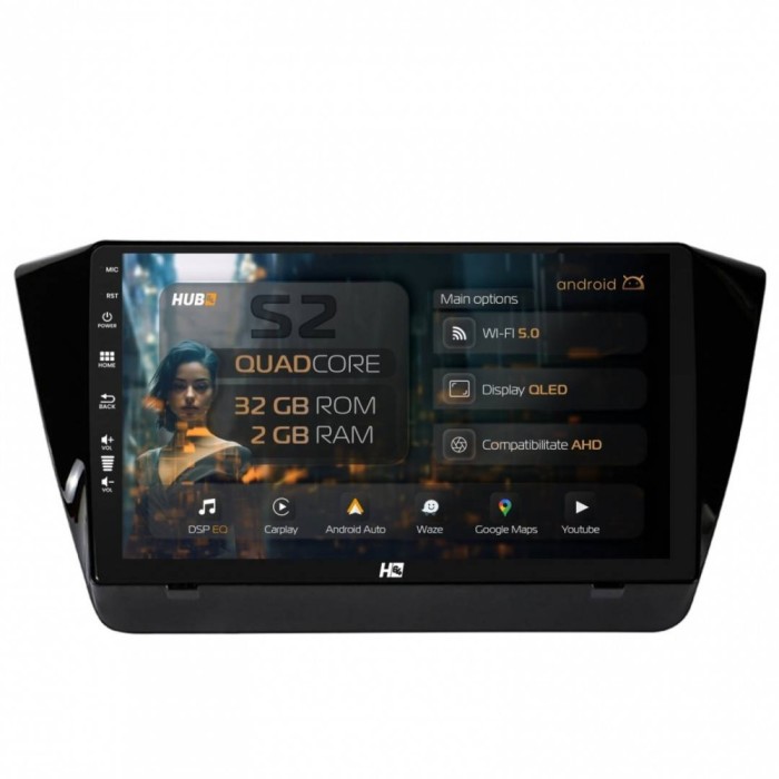 Navigatie Superb 3 (2015+) 2GB RAM Android 13 GPS Wi-FI Carplay Android Auto USB Bluetooth Radio Waze Touchscreen 10.1 inch