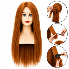 Cap de antrenament coafură cu bust Paula, 60% păr natural, 80 cm lungime - manichin profesional