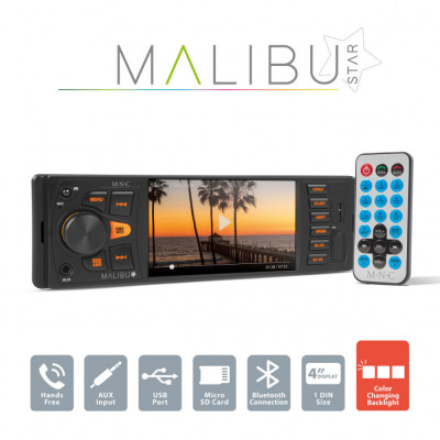 Unitate principală multimedia &amp;bdquo;Malibu Star&amp;rdquo; - 1 DIN - 4 x 50 W - BT - MP3 - AUX foto