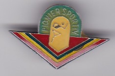INSIGNA PIONIER Pionier sportiv Aluminiu email la rece