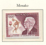 Monaco 1963 Mi 738 MNH - 100 de ani de la nasterea lui Pierre de Coubertin, Nestampilat