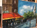 Galerie arta online Tablou peisaj urban, pictura abstracta ulei pe mucava