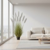Planta artificiala tip stuf ornamental, 240 cm, 9 fire, verde-gri