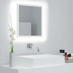 vidaXL Oglindă de baie cu LED, alb, 40x8,5x37 cm, PAL