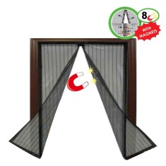 Plasă Magnetică pentru Fereastră, 1.2x1.2m, Poliester, Negru, 8 Magneți
