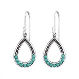 Cercei Argint 925 Verde Turquoise Tortita BV36529 Femei, 12x15mm, Fara Pietre