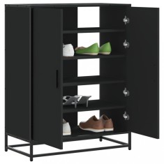 vidaXL Pantofar, negru, 75x38x97,5 cm, lemn prelucrat/metal foto