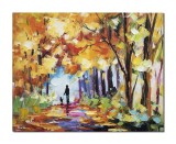 Cumpara ieftin Tablou pictat manual, La plimbare cu catelul, 50x40cm ulei pe panza in cutit efect 3D