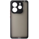 Husa spate policarbonat gri semitransparent + TPU negru, butoane rosii, pentru Xiaomi Redmi Note 14 5G