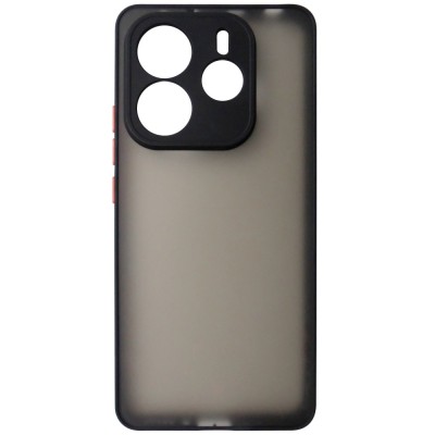 Husa spate policarbonat gri semitransparent + TPU negru, butoane rosii, pentru Xiaomi Redmi Note 14 5G foto