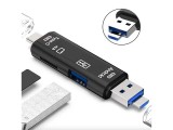 Cititor de carduri microSD, multifunctional, USB 2.0 USB-C, micro USB, negru, Dactylion