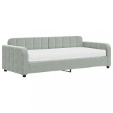 Cumpara ieftin Pat de zi cu saltea, gri deschis, 90x200 cm, catifea