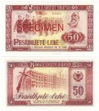 ALBANIA █ bancnota █ 50 Leke █ 1976 █ P-45s █ SPECIMEN █ cu numerele de serie 000000 █ UNC █ necirculata