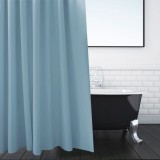 Perdea Dus Poliester 180x180 cm Albastru Gri + Inele - Impermeabila, Montare Bara, Design Modern