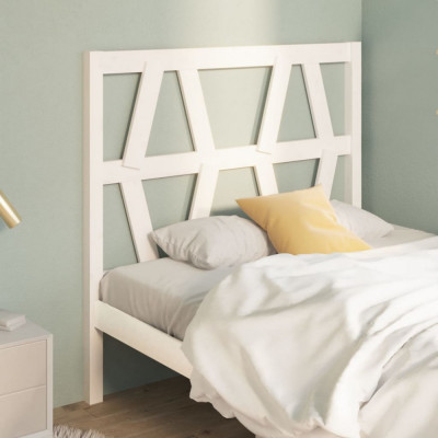 vidaXL Tăblie de pat, alb, 106x4x100 cm, lemn masiv de pin foto