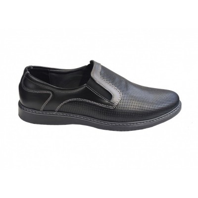 Pantofi barbati casual, din piele naturala, negru, CIUCALETI SHOES - TEST30 foto