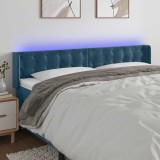 vidaXL Tăblie de pat cu LED, albastru &icirc;nchis, 183x16x78/88 cm, catifea 3123734
