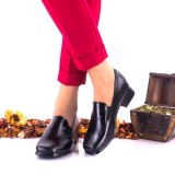 Pantofi dama, casual, negri, din piele naturala, foarte comozi, toc 3cm - NA44NP