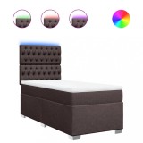 Cumpara ieftin Pat box spring cu saltea, maro inchis, 80x200 cm, textil