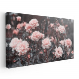 Tablou flori trandafiri roz, roz, gri 1792 Tablou canvas pe panza CU RAMA 30x60 cm