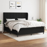 Cumpara ieftin Pat box spring cu saltea, negru, 160x200 cm, textil