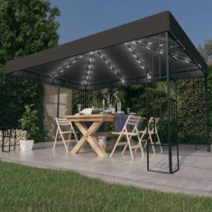 vidaXL Pavilion cu șir de lumini LED, antracit, 3x4 m