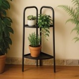 Suport Decorativ Metalic Negru cu 2 Niveluri pentru Flori și Plante, CMCLASS