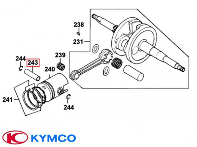 Bolt piston original Kymco B&amp;amp;W - Cobra &amp;acirc;&amp;euro;&amp;ldquo; Dink (Spacer) - DJ - Grand Dink &amp;acirc;&amp;euro;&amp;ldquo; People - Super 9 - Sniper &amp;acirc;&amp;euro;&amp;ldquo; Top Boy &amp;acirc;&amp;euro;&amp;ldquo; Yup 2T 50cc D39.00mm foto