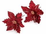 Set 2 Craciunite textil rosu sclipici auriu &Oslash; 25 cm x 25 H