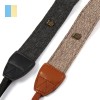 Curea Foto Retro Indie, Reglabila, Bumbac/Piele PU, Gri/Maro, Compatibila SLR/DSLR, 131cm Max
