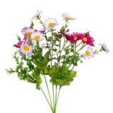 Buchet decorativ artificial cu flori mov,plastic,35 cm, Oem