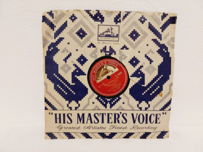 Disc gramofon/patefon, muzica Hindustani din film Mahal, His Master&amp;#039;s Voice 1949 foto