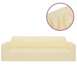 Husa elastica pentru canapea cu 3 locuri poliester jersey crem