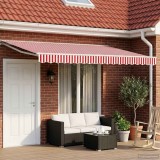 vidaXL Copertină retractabilă manuală Roșu și Alb 5 &times; 3,5 m 3420353
