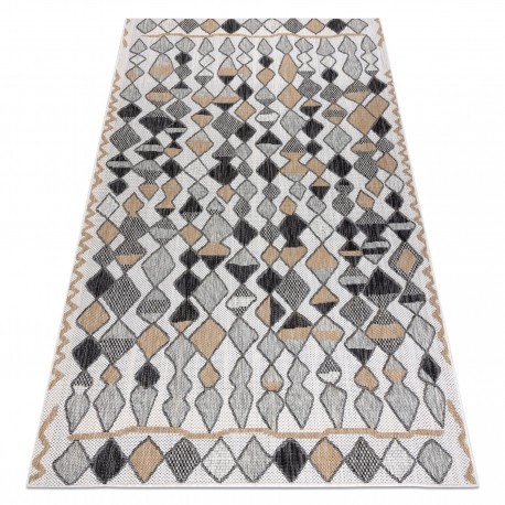 Covor SISAL COOPER Caro, Zigzag 22217 ecru / negru, 120x170 cm