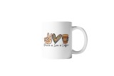 Cana alba personalizata, Peace love coffee, INOVATIX&reg;. 330 ml