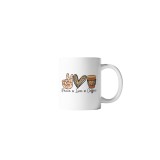 Cana alba personalizata, Peace love coffee, INOVATIX&reg;. 330 ml