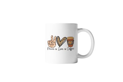 Cana alba personalizata, Peace love coffee, INOVATIX&amp;reg;. 330 ml foto