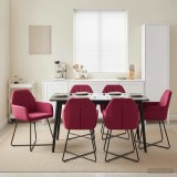 Cumpara ieftin Scaune de dining 4 buc. Catifea Rosu Vin 55 x 50 x 84 cm