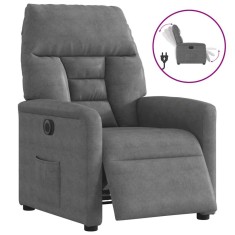 vidaXL Fotoliu rabatabil electric, gri deschis, microfibră