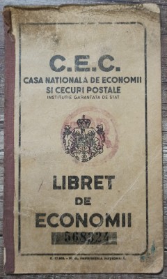 Libret de Economii CEC din perioada regalista cu supratipar RPR, 1949 foto