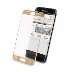 Folie protectie ecran sticla curbata Samsung Galaxy S7 EDGE pentru tot ecranul (Full Cover) curbata 3D, Aurie