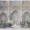 DRAPEAUX PRIS A AUSTERLITZ RECUS A NOTRE DAME ( DRAPELE CAPTURATE LA AUSTERLITZ , ADUSE LA CATEDRALA NOTRE - DAME ) , LITOGRAFIE de C. MOTTE , MONOCRO