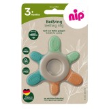 Inel de dentitie pentru bebelusi nip&reg; Green, masaj gingii si primii dintisori, din materiale naturale, fara BPA, fara ftalati, fara PVC, Made in Germa
