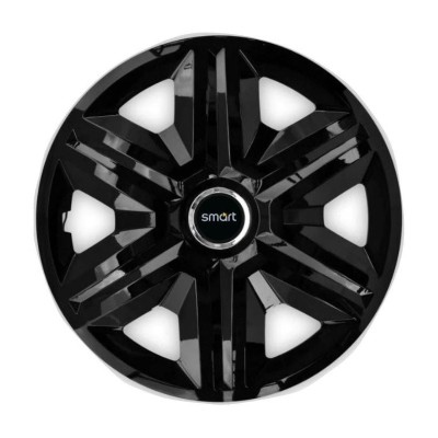 Set 4 capace roti hubcaps fast black R15 Compatibil Cu Smart foto