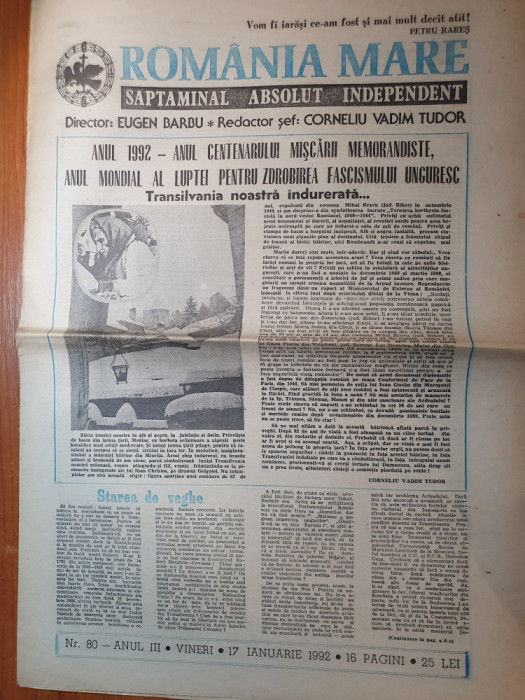 ziarul romania mare 17 ianuarie 1992