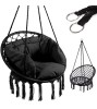 Leagan Tip cuib, Rotund, Suspendat, cu perna si spatar, Pentru Casa Sau Gradina, negru, 150 kg