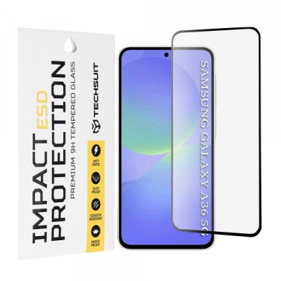 Folie de protectie Ecran Techsuit pentru Samsung Galaxy A56 A566 / A36 A366, Sticla Securizata, Full Glue, Neagra foto