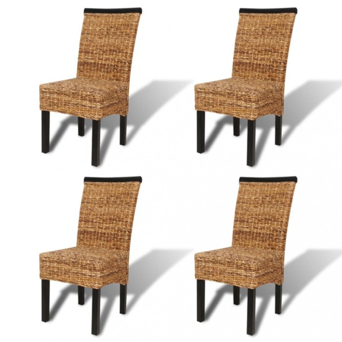 Scaune de bucatarie 4 buc. abaca si lemn masiv de mango